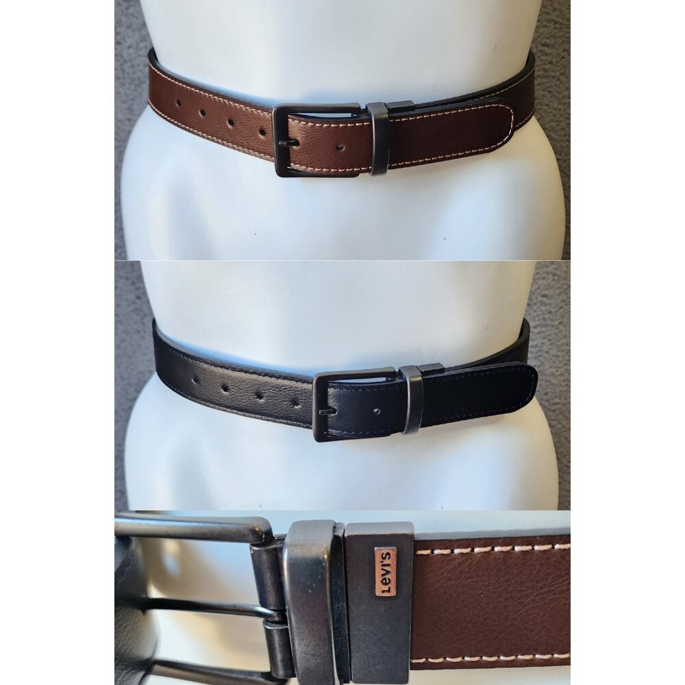 Levi's Reversible Brown & Black Synthetic Leather Belt Size Small 30 - 32